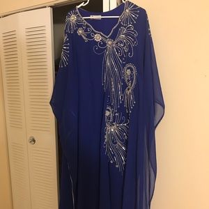 Blue KAFTAN with chiffon scarf